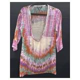 Charlie Paige Beaded Scoop Neck Colorful Sheer