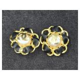 Leather, Gold Tone w/Chanel Logo on Faux Pearl