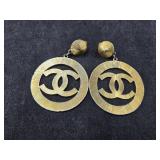 Vintage Chanel  Metal Round CC Drop Clip On