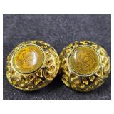 Pair Chanel Gold Tone Murano Glass 