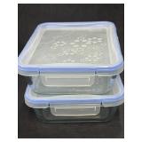 2 Pyrex Glass Oven Dishes 6 Cups with lids