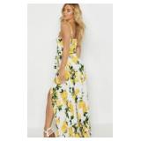 Boohoo Lemon Print Dress Size 10