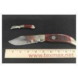 (2) Reddish Stainless Pocket Knives