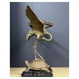 Castilian Bronze Stork on Turtle Back Plant Stand
