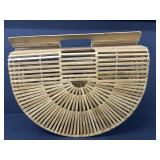 Ark Small Bamboo Basket Purse Top Handle Bag