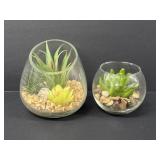 2 Faux Succulent Arrangement in Clear Glass
