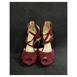 Sz: 7.5, Nine West Burgundy, Sparkly Heels