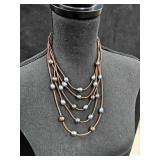 Leather Necklace with Glass Beads