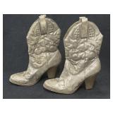 Sz: 8, Boots For Women Silver Cone Heel