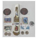 NEW Miller Lite Tie, Aircraft Cards, Wood Coins &