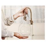 2 Clear and Brown Hanging Tealight Holder with
