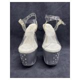 Sz: 8, Pleaser Stardust 708T White/Silver