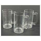 3 Glass Beer Mugs