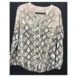 Calvin Klein Snake Print Button Up Blouse