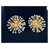 Vintage Gold Tone Starburst Earrings