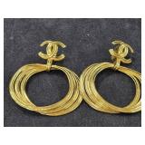 Gold Tone Earrings w/Chanel Logo