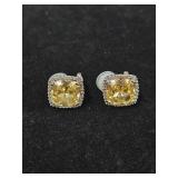 Citrine Color Silver Tone Earrings