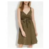 NWT Eileen Fisher Sateen Olive Wrap Dress Sz 6