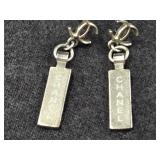 Silver Tone Earrings w/Chanel Logo