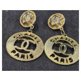 Gold Tone Earrings w/Chanel Logo