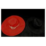 (1) Red & (1) Black Straw Hats