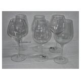 6 Clear Wine Glasses