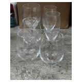 6 Clear Wine Glasses