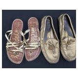 2 Pair of Womenï¿½s Gold Tone Shoes size 8