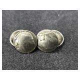 (2) Indian Head (Buffalo) Nickel Buttons