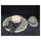 Black & White Straw Sun Hat & Small Straw Hat