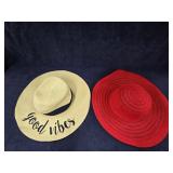 (1) Good Vibes Sun Hat & (1) Red Straw