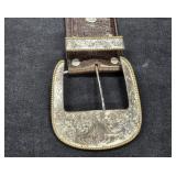 AL Beres Leather Belt w/Sterling Plated Buckle &