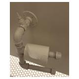 Custom made toilet paper holder constructed from