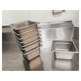 (8) 1/6th Size Steam Table Pans 4" Deep