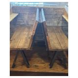 45.5"x16"x35.5" Two wooden benches with metal