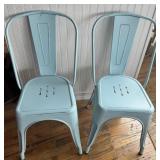 (2) Tolix Style stackable metal dining chairs in
