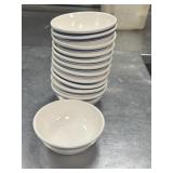 (12) Acopa 10 oz. Ivory Bowl with Blue Bands