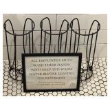 Employees Must Wash Hands Sign & 3 Metal Toilet