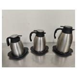 (3) Stainless Thermal Carafes Asst Sizes