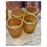 (4) VTG Orange Hobnail votive 2.5in x 2.25in
