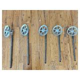 (5) Industrial Pulley Wheels w/ Pipe for Light