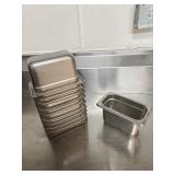 (9) 1/9th Size Stainless Steam Table Pans 4" Deep