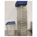 (9) 22qt Poly Food Storage Bins 16x11x11