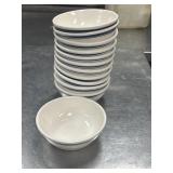 (12) Acopa 10 oz. Ivory Bowl with Blue Bands