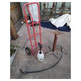 Broken two wheel dolly table base and One gallon