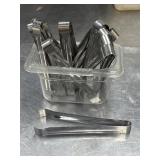 Clear Container filled Stainless Steel Tongs