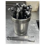 Stainless steel Bucket filled with metal serving