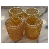 (4) VTG Orange Hobnail votive 2.5in x 2.25in