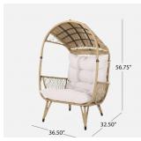 NIB Brown Wicker Outdoor Lounge Chair, Standing