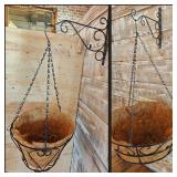 (2) Hanging Planters 9" & 12" with 2 Wall Hangers